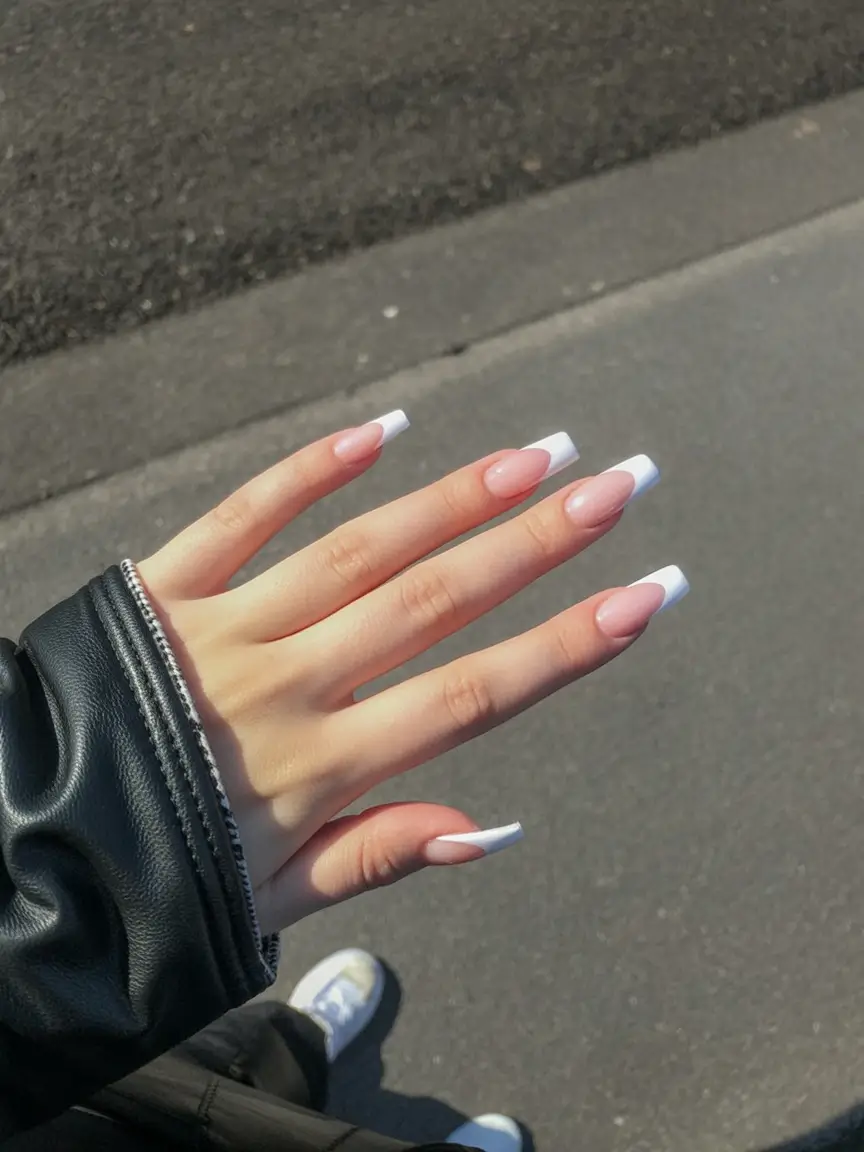 coffin nails and color ideas winter 2025 2026 Snowy White French Revival