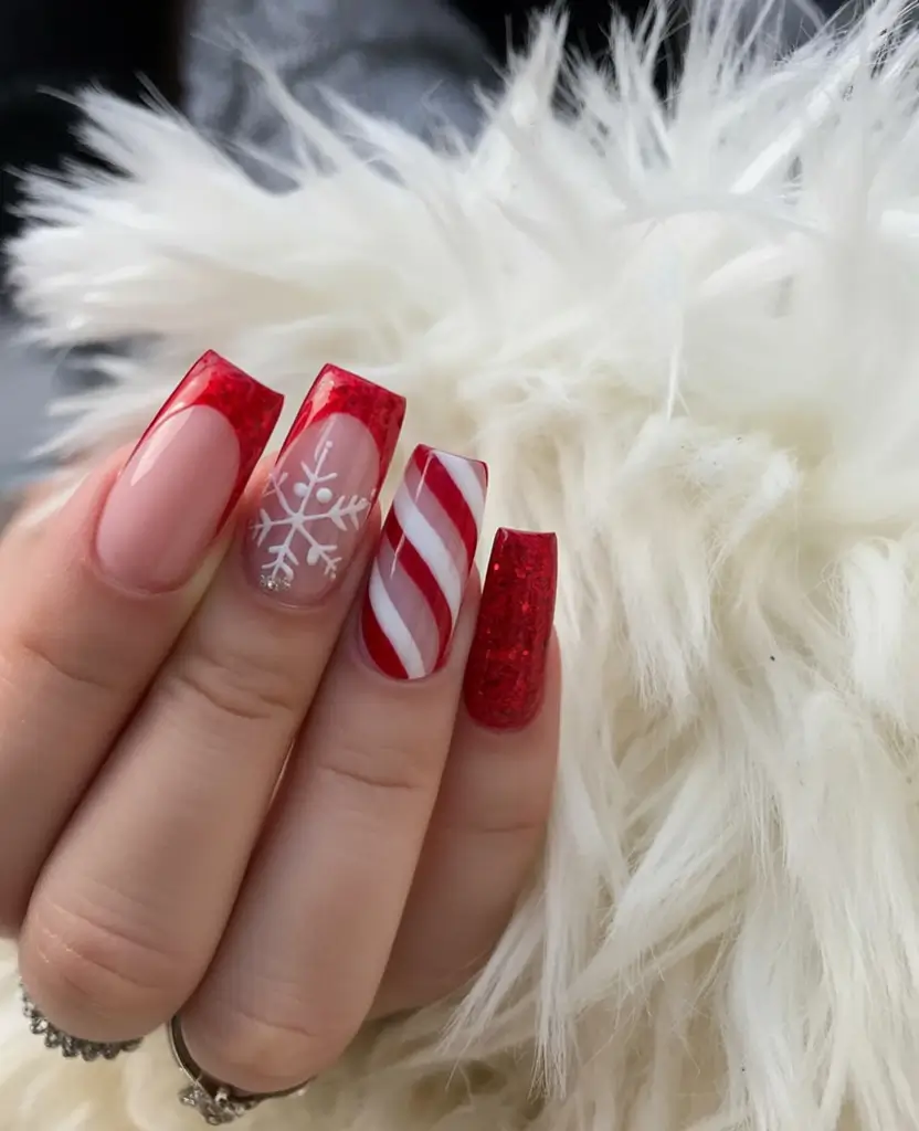 coffin nails and color ideas winter 2025 2026 Red Velvet Candy Swirl