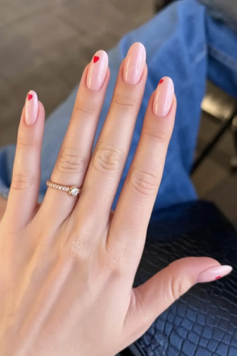 coffin nails and color ideas winter 2025 2026 Little Red Hearts