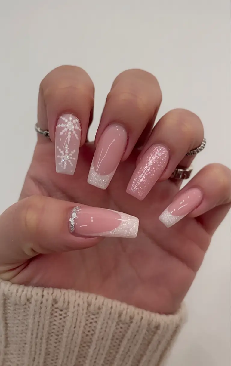 coffin nails and color ideas winter 2025 2026 Frosted French Whisper