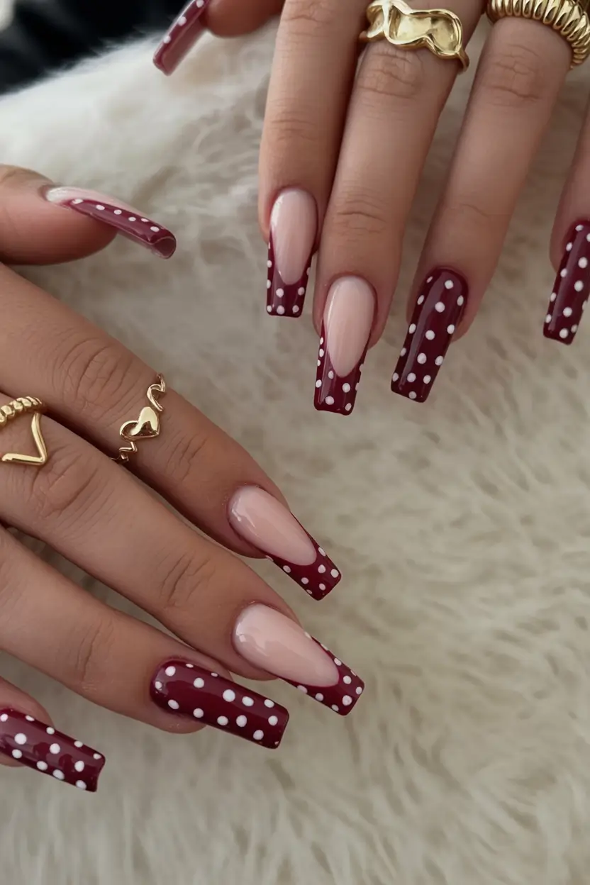 coffin nails and color ideas winter 2025 2026 Mulberry Dots