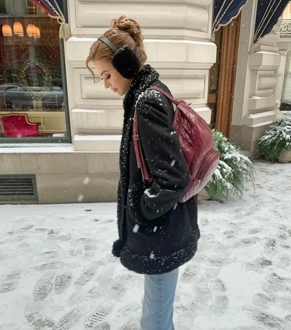 cozy winter outfits 2025 2026 style guide Snowy Chic with Classic Black