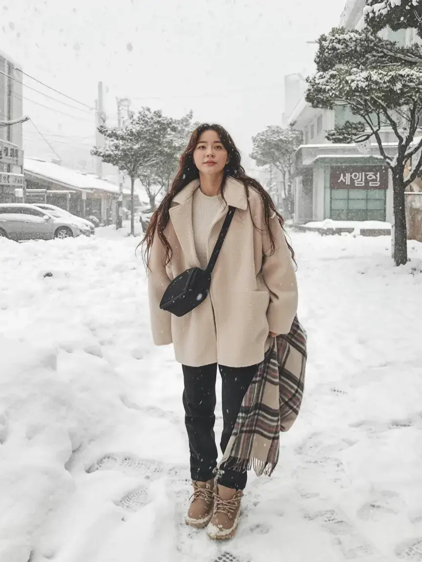 cozy winter outfits 2025 2026 style guide Neutral Calm in Winter Streets