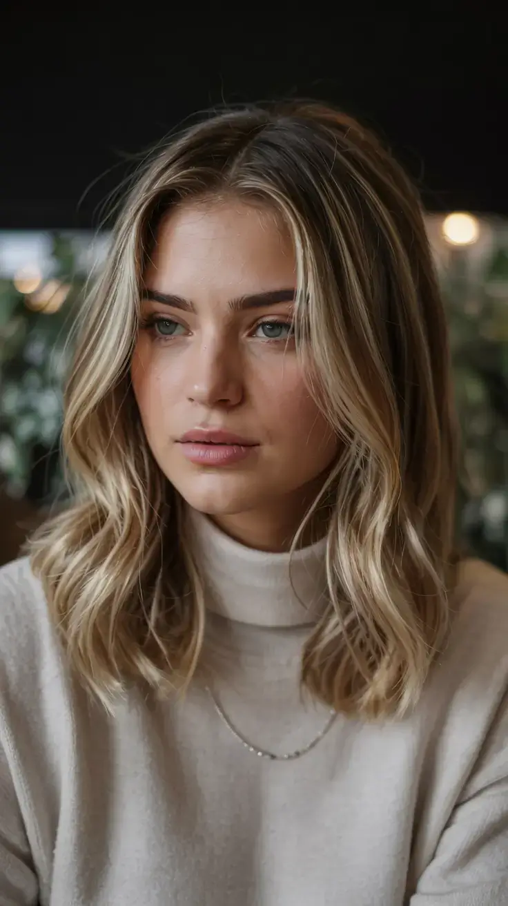 cute winter haircuts ideas 2025 2026 Soft Blonde Mid-Length Waves