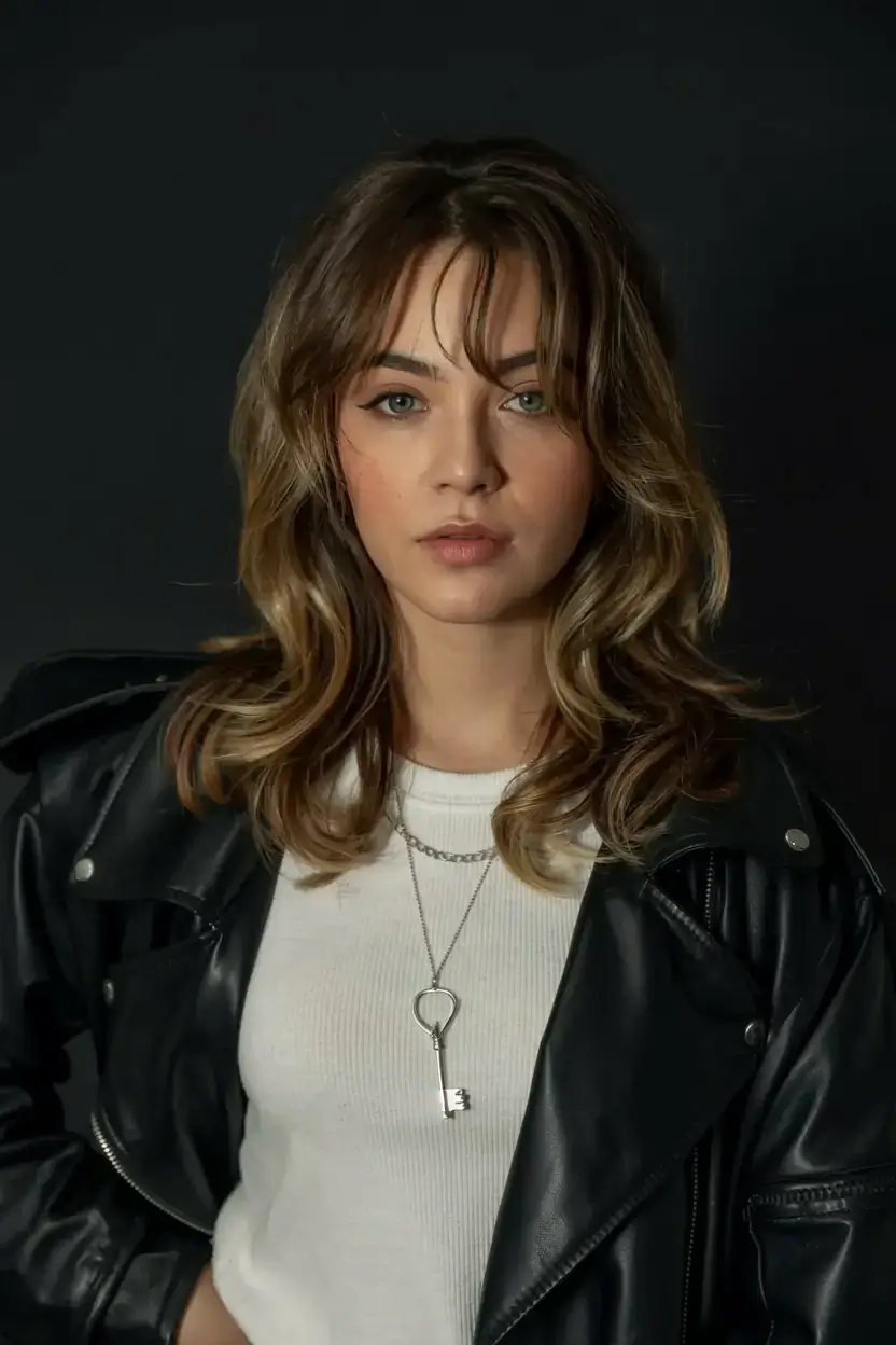 cute winter haircuts ideas 2025 2026 Modern Shag Revival with Wispy Bangs