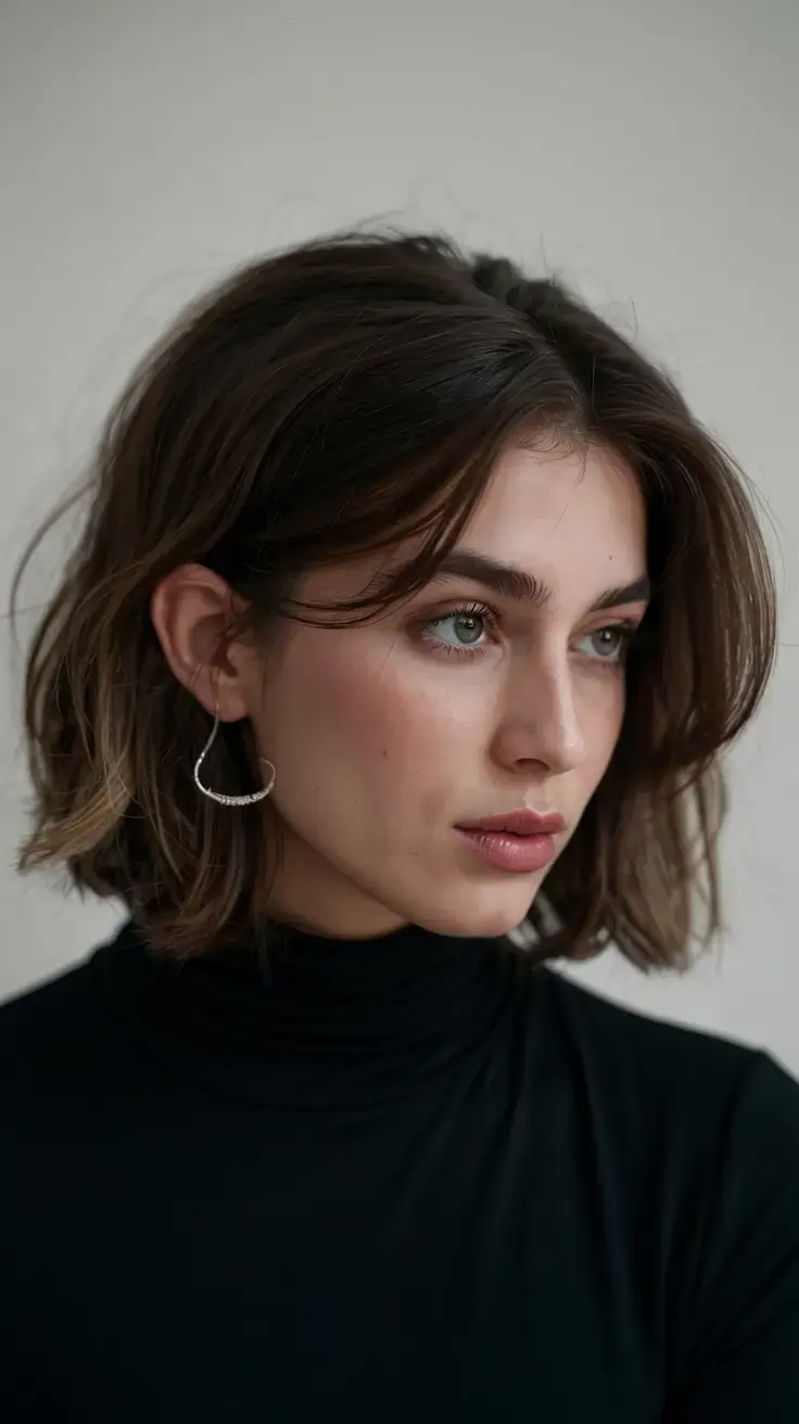 cute winter haircuts ideas 2025 2026 Chic Parisian Bob with Subtle Layers