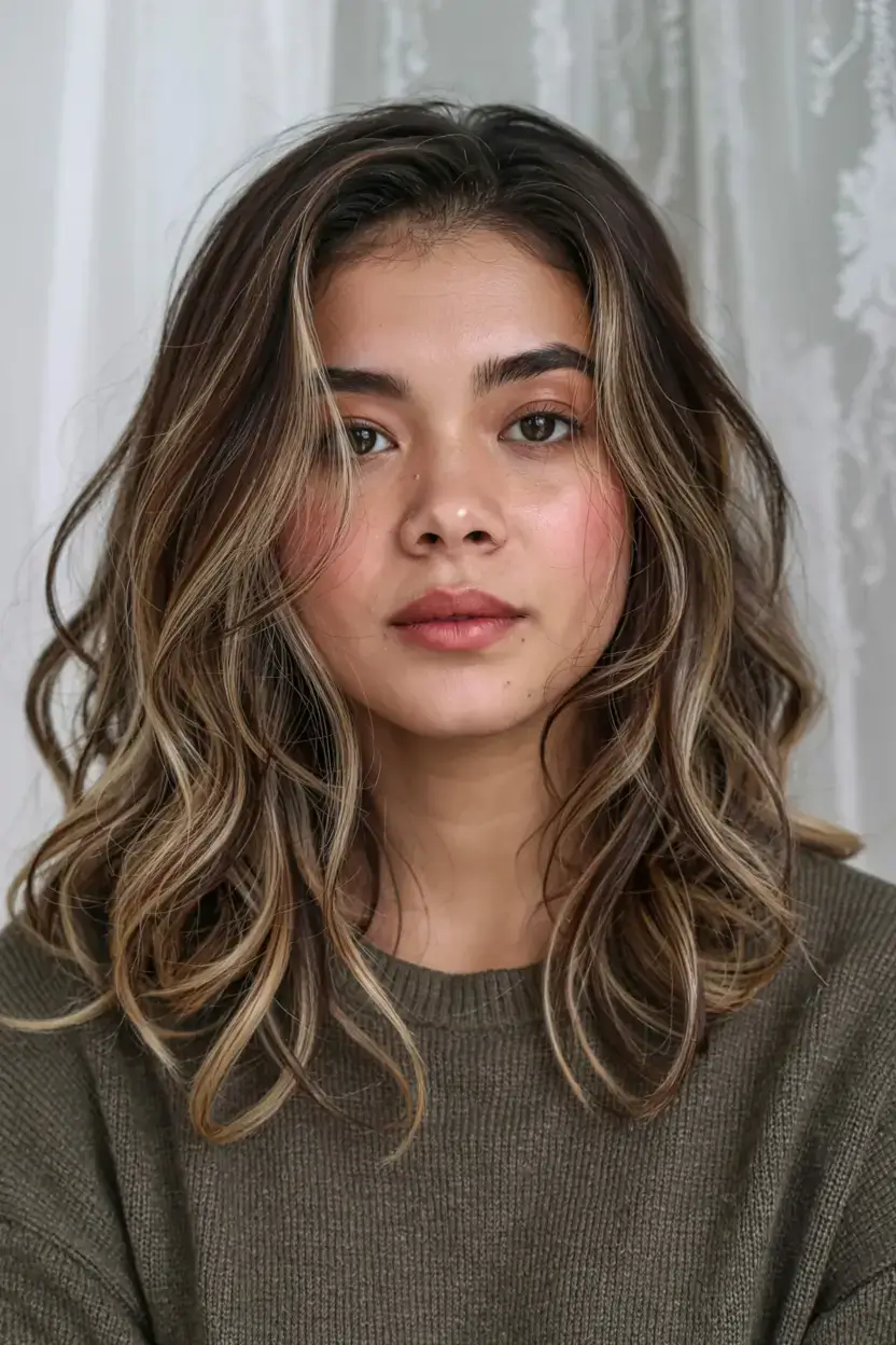 cute winter haircuts ideas 2025 2026 Golden Balayage Lob