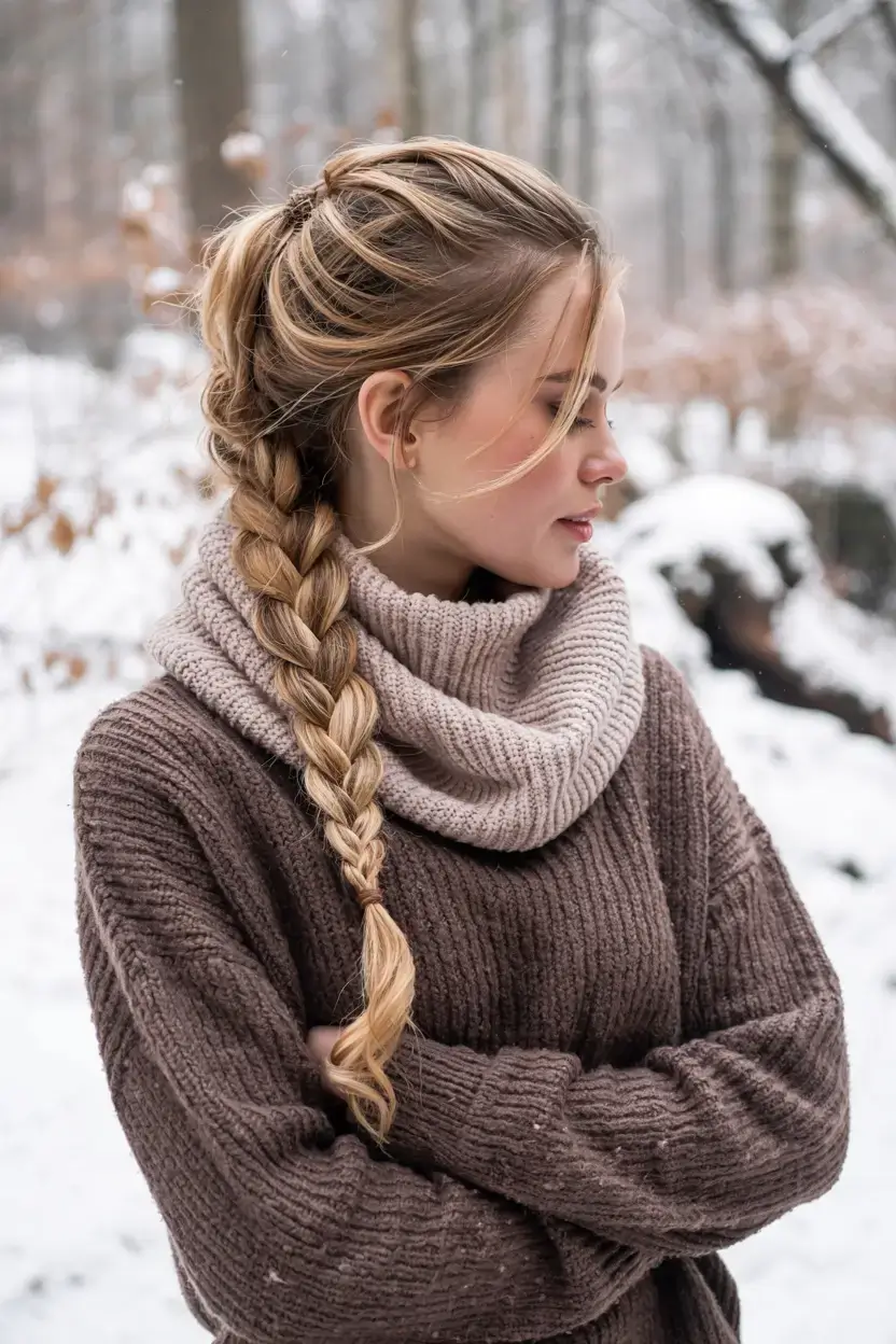 cute winter hairstyles 2025 2026 inspiration Frosted Fishtail for the Snow Season