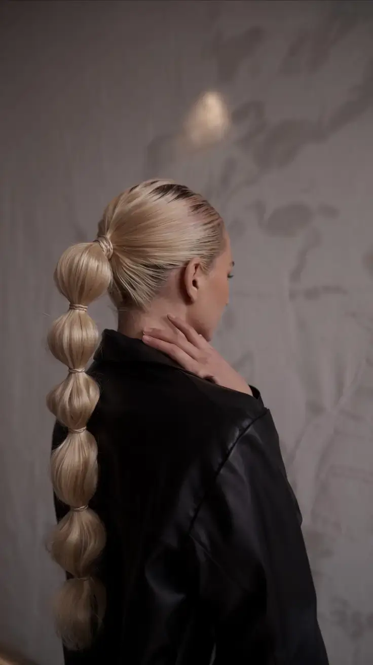 cute winter hairstyles 2025 2026 inspiration Modern Bubble Ponytail with a Sleek Edge