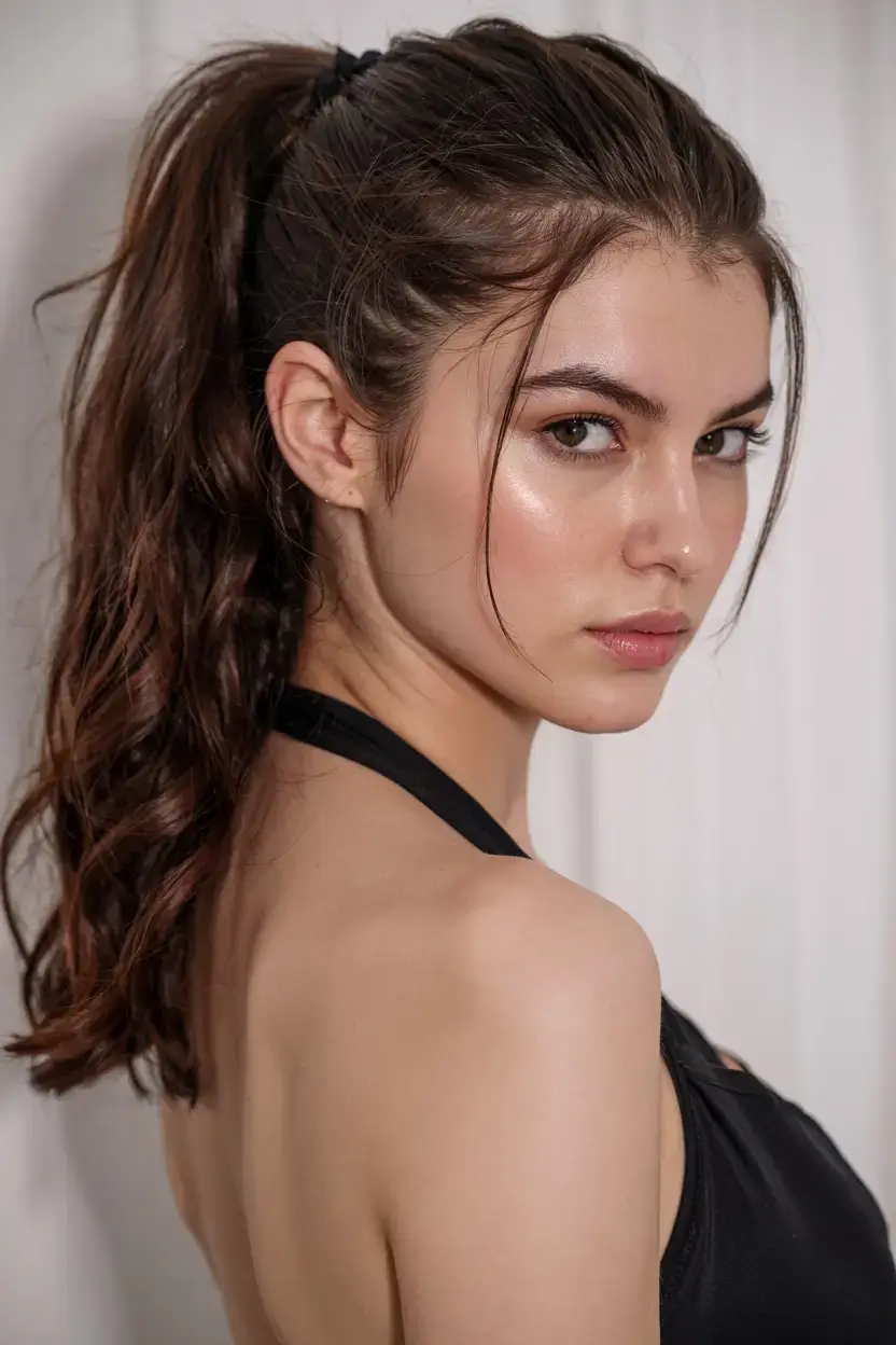 cute winter hairstyles 2025 2026 inspiration Glossy Pony with Soft Waves