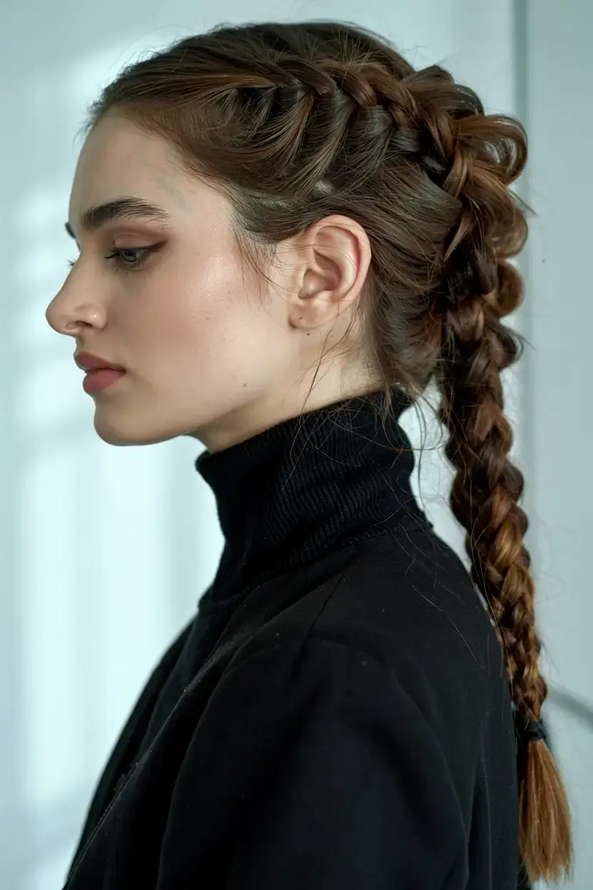 cute winter hairstyles 2025 2026 inspiration Elegant Braided Pony for Cold Days