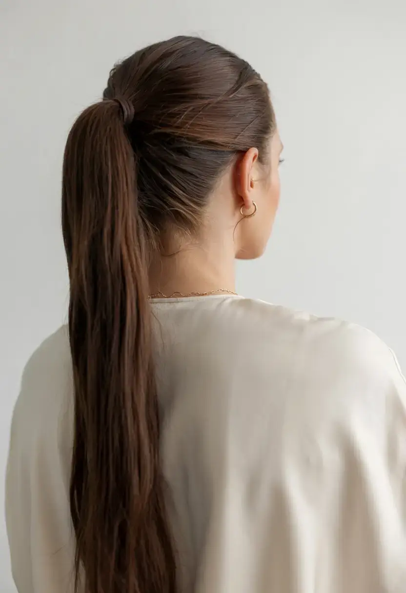 cute winter hairstyles 2025 2026 inspiration Sleek Low Ponytail with Quiet Confidence