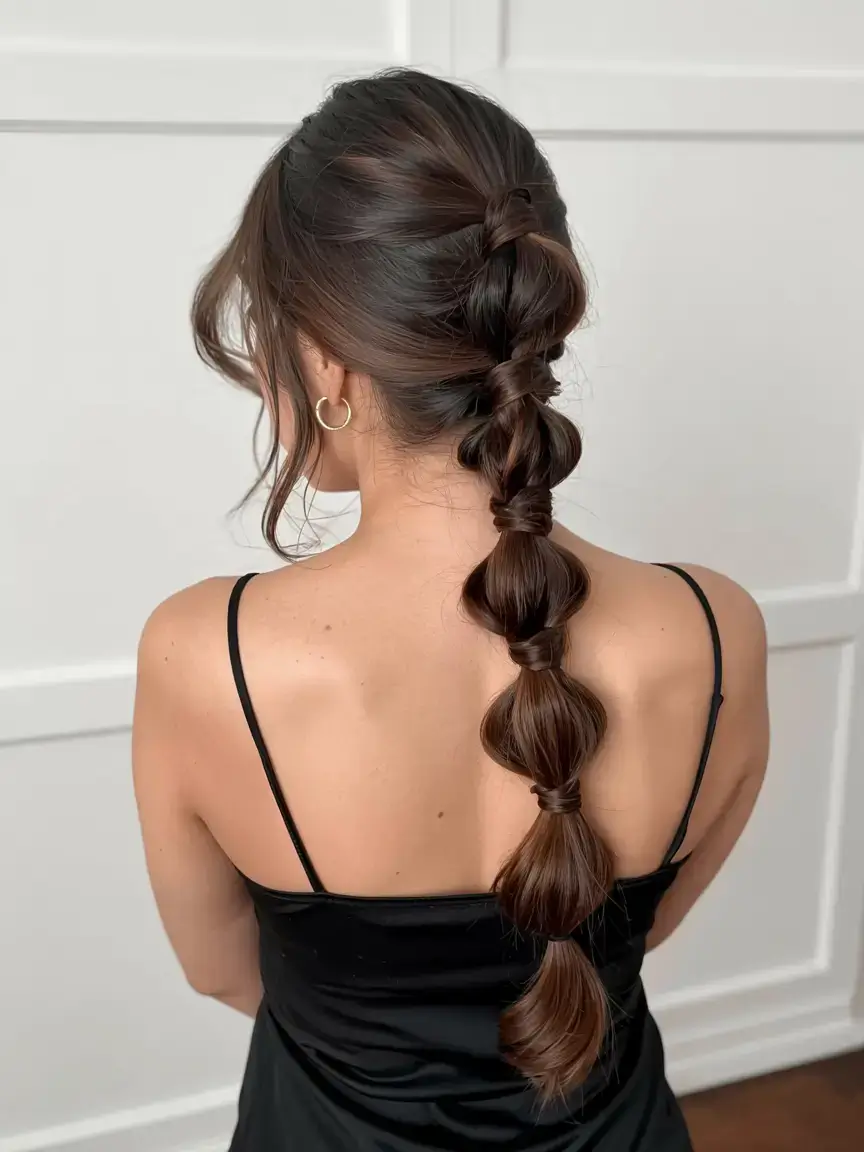 cute winter hairstyles 2025 2026 inspiration Bubble Braid with Soft Romantic Volume