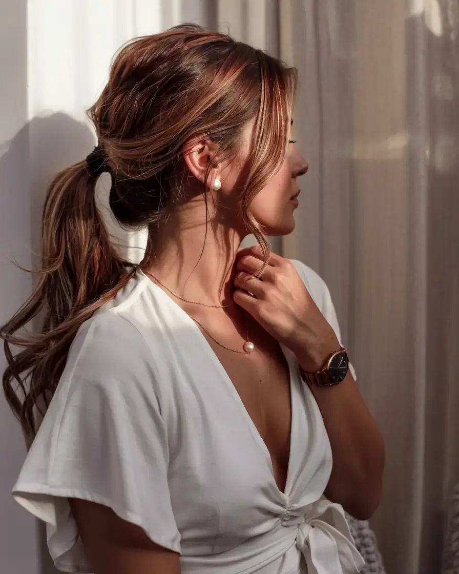 cute winter hairstyles 2025 2026 inspiration Soft Volume Ponytail with Golden Glow