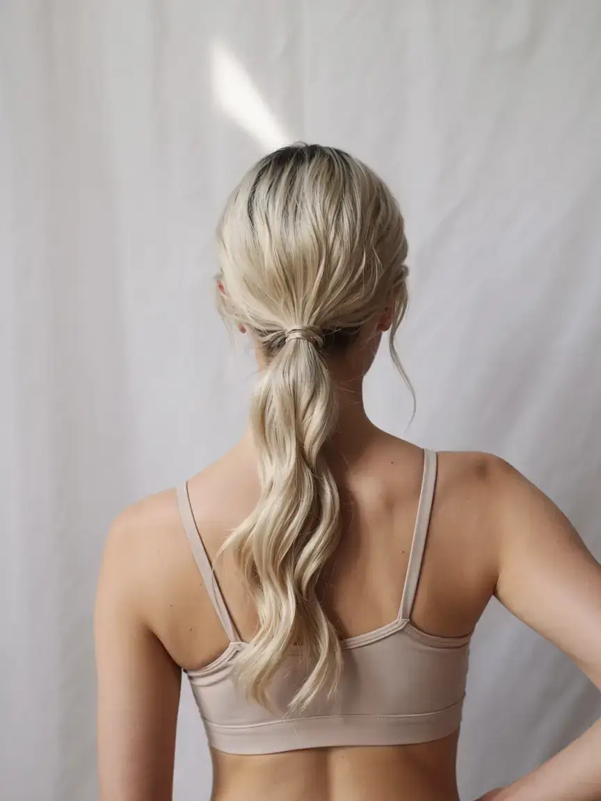 cute winter hairstyles 2025 2026 inspiration Soft Blonde Pony with Hidden Wrap