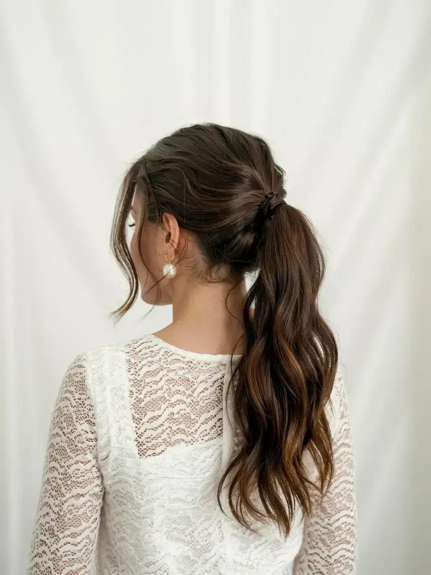 cute winter hairstyles 2025 2026 inspiration Romantic Loose Pony with Cocoa Waves