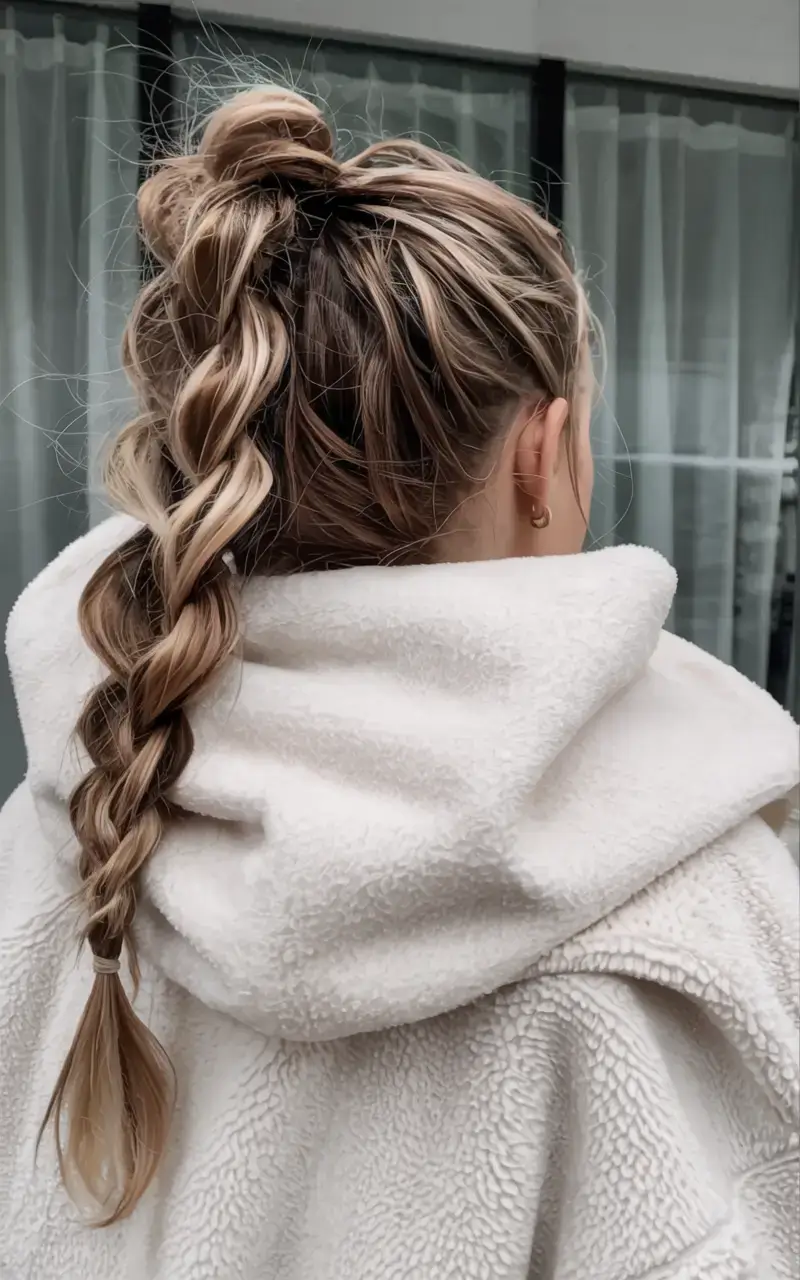 cute winter hairstyles 2025 2026 inspiration Textured Braid with Cozy Volume