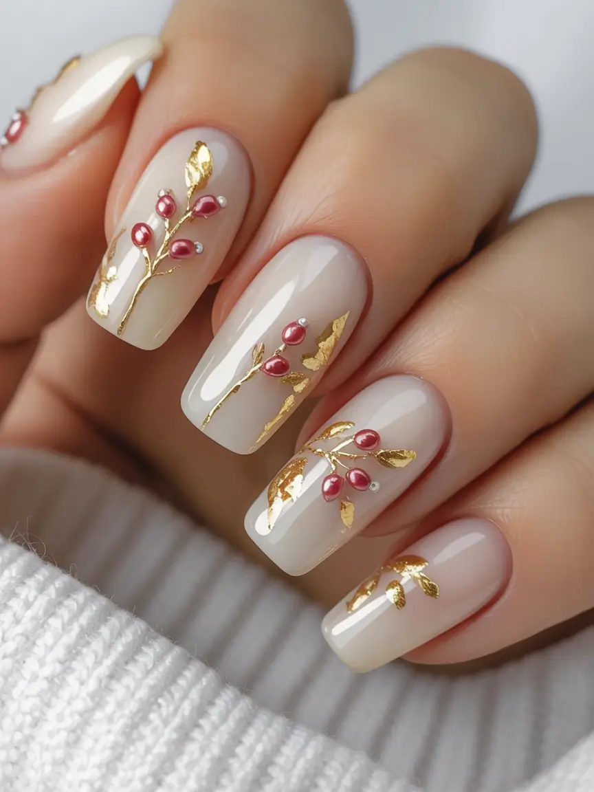 cute winter nails 2025 2026 Golden Berry Mist