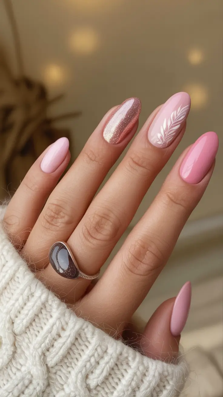 cute winter nails 2025 2026 Rose Frost Glow