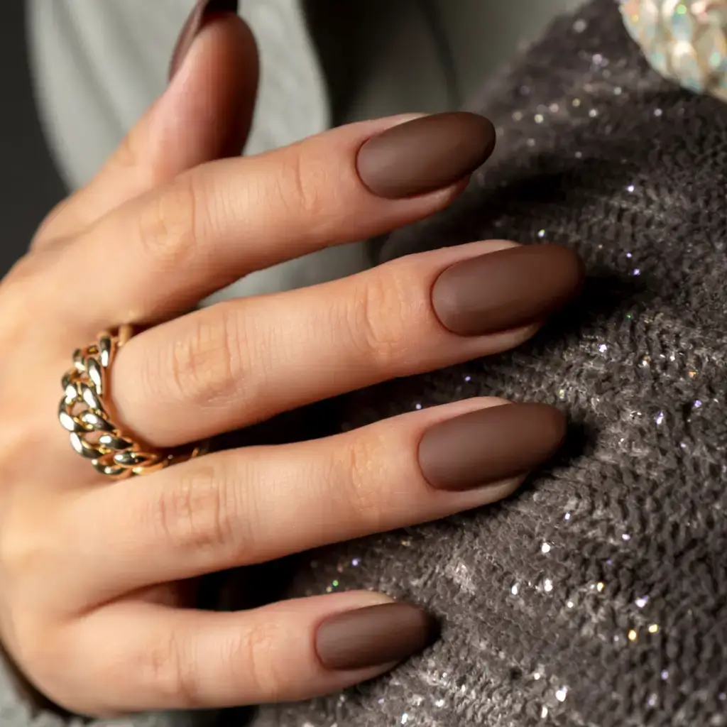 dark winter nail colors ideas 2025 2026 Mocha Matte Sophistication