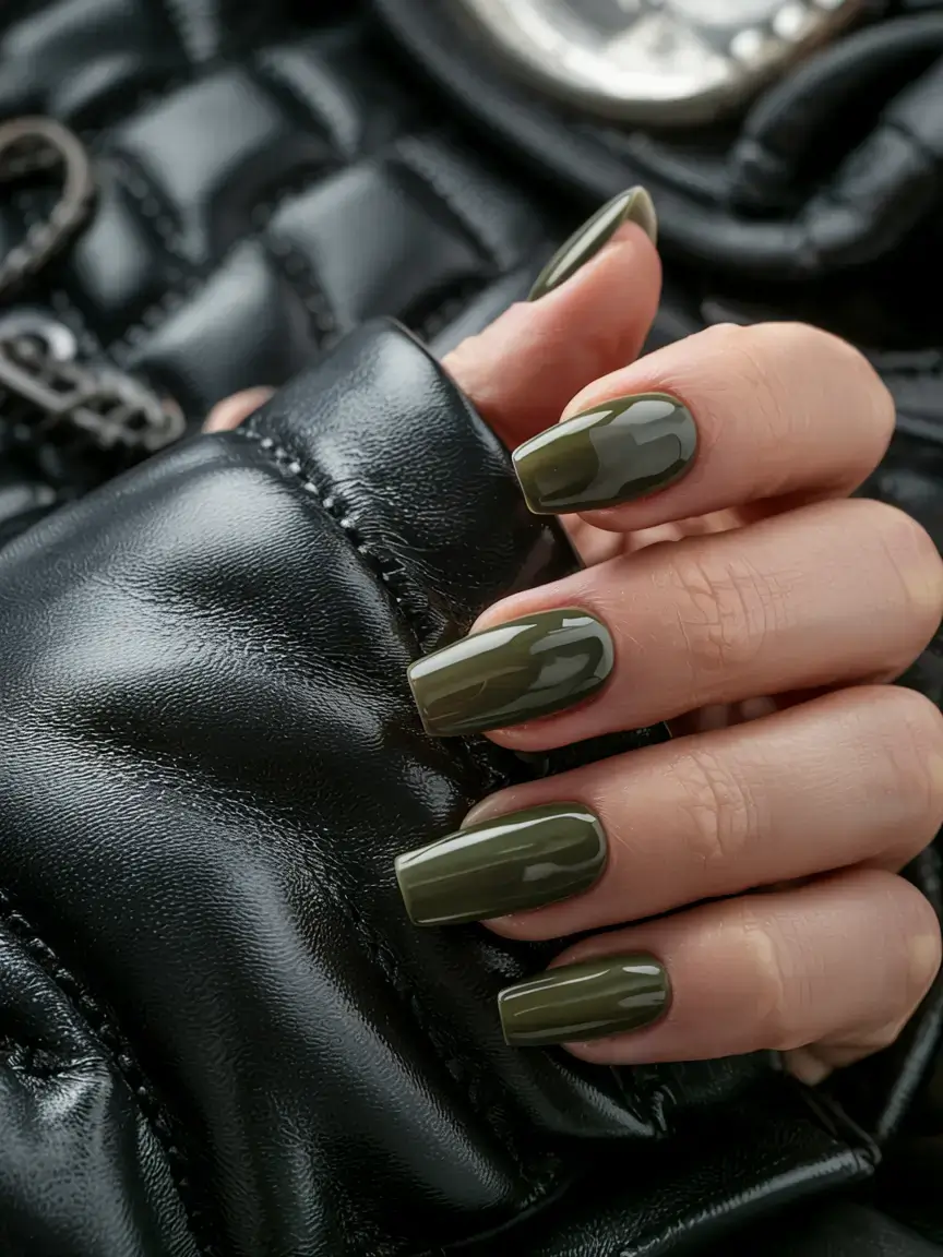 dark winter nail colors ideas 2025 2026 Olive Eclipse