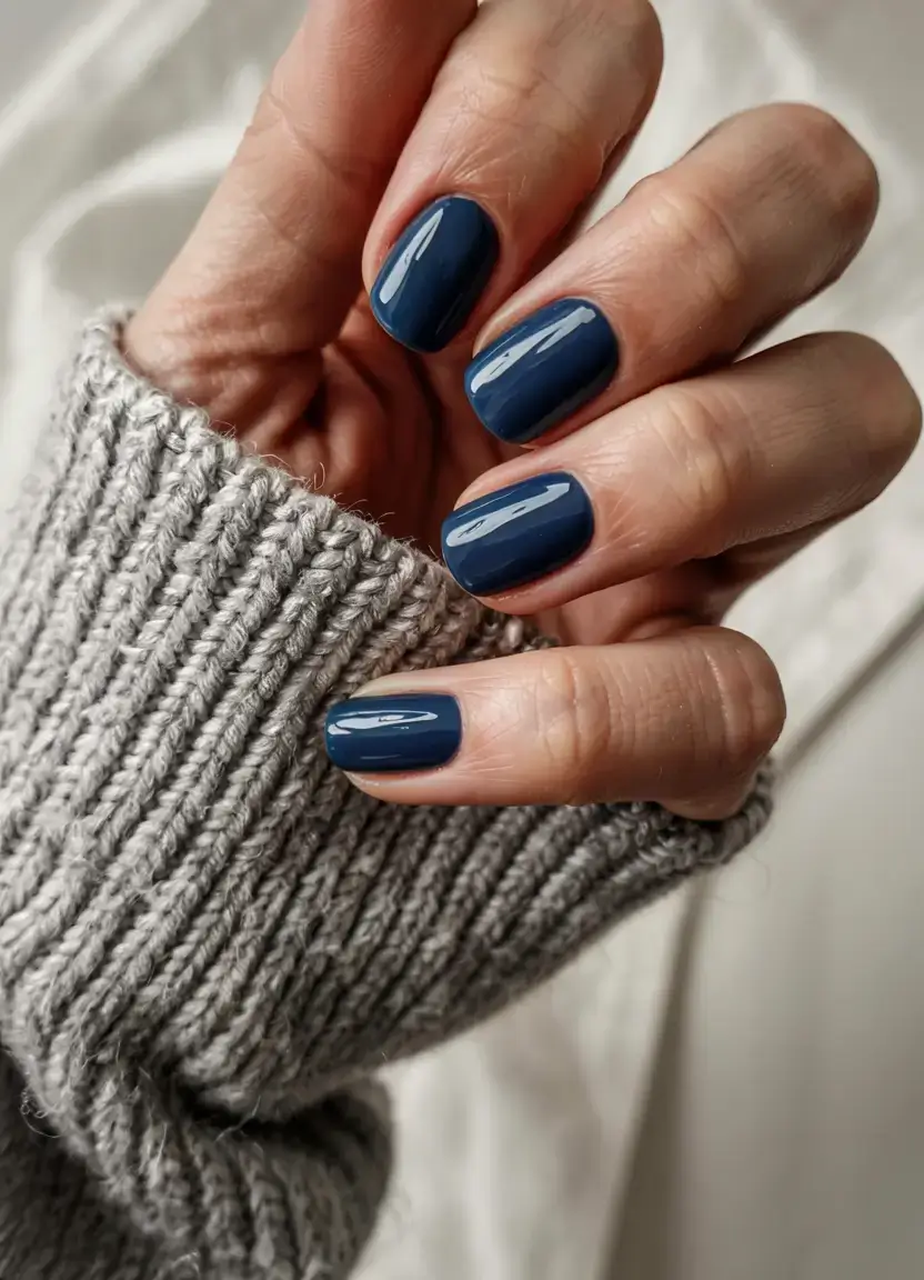 dark winter nail colors ideas 2025 2026 Steel Blue Classic