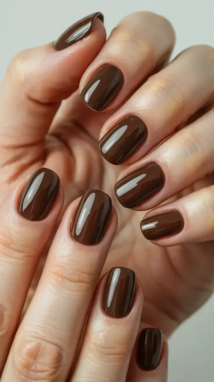 dark winter nail colors ideas 2025 2026 Hazelnut Glow