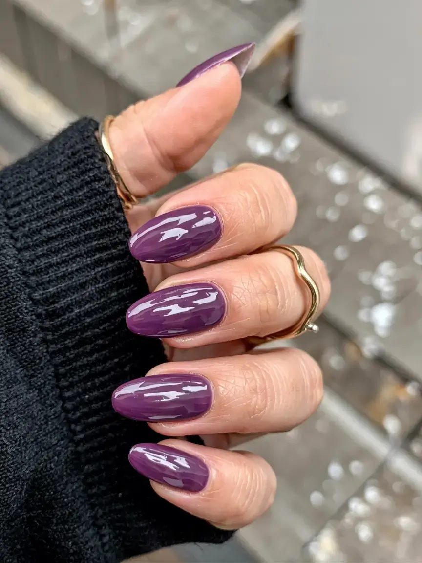 dark winter nail colors ideas 2025 2026 Smoky Violet Dream