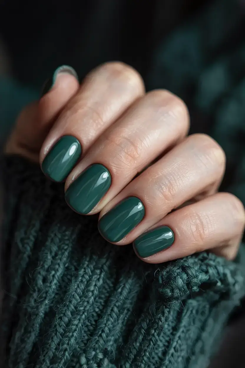 dark winter nail colors ideas 2025 2026 Evergreen Noir