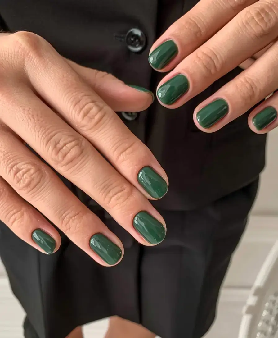 dark winter nail colors ideas 2025 2026 Urban Moss Minimalism