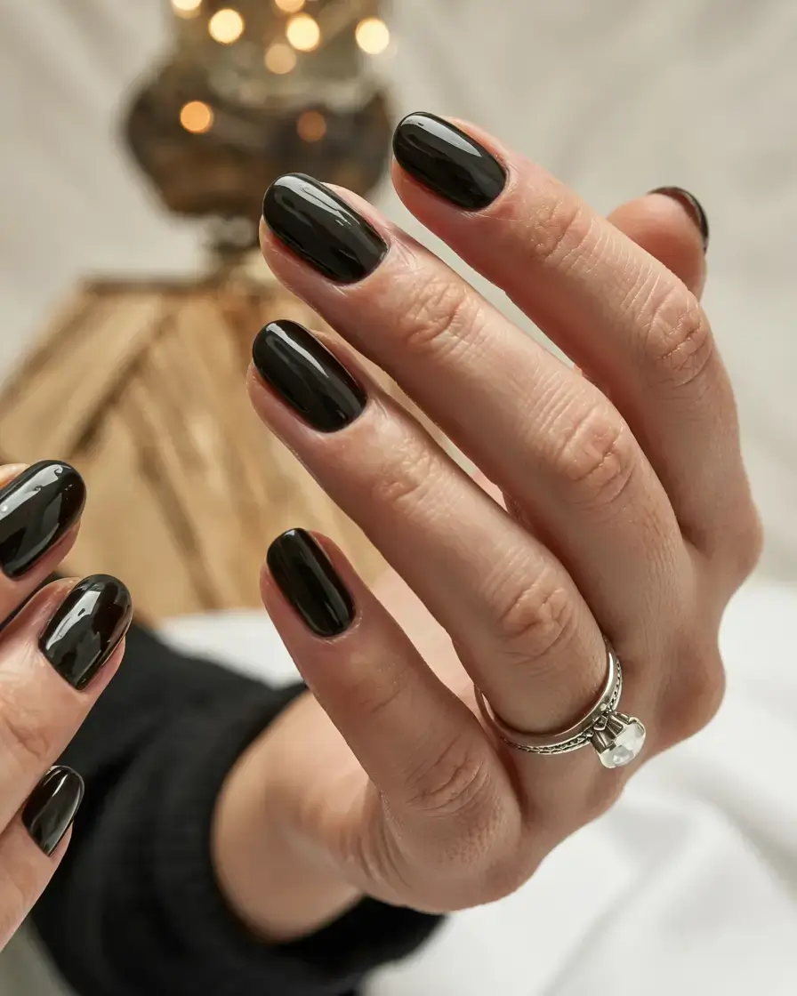 dark winter nail colors ideas 2025 2026 Liquid Onyx Gloss
