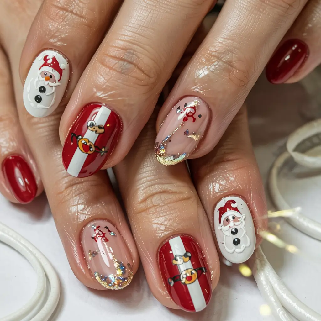 Easy Christmas Nails 2025 Santa’s Little Helpers