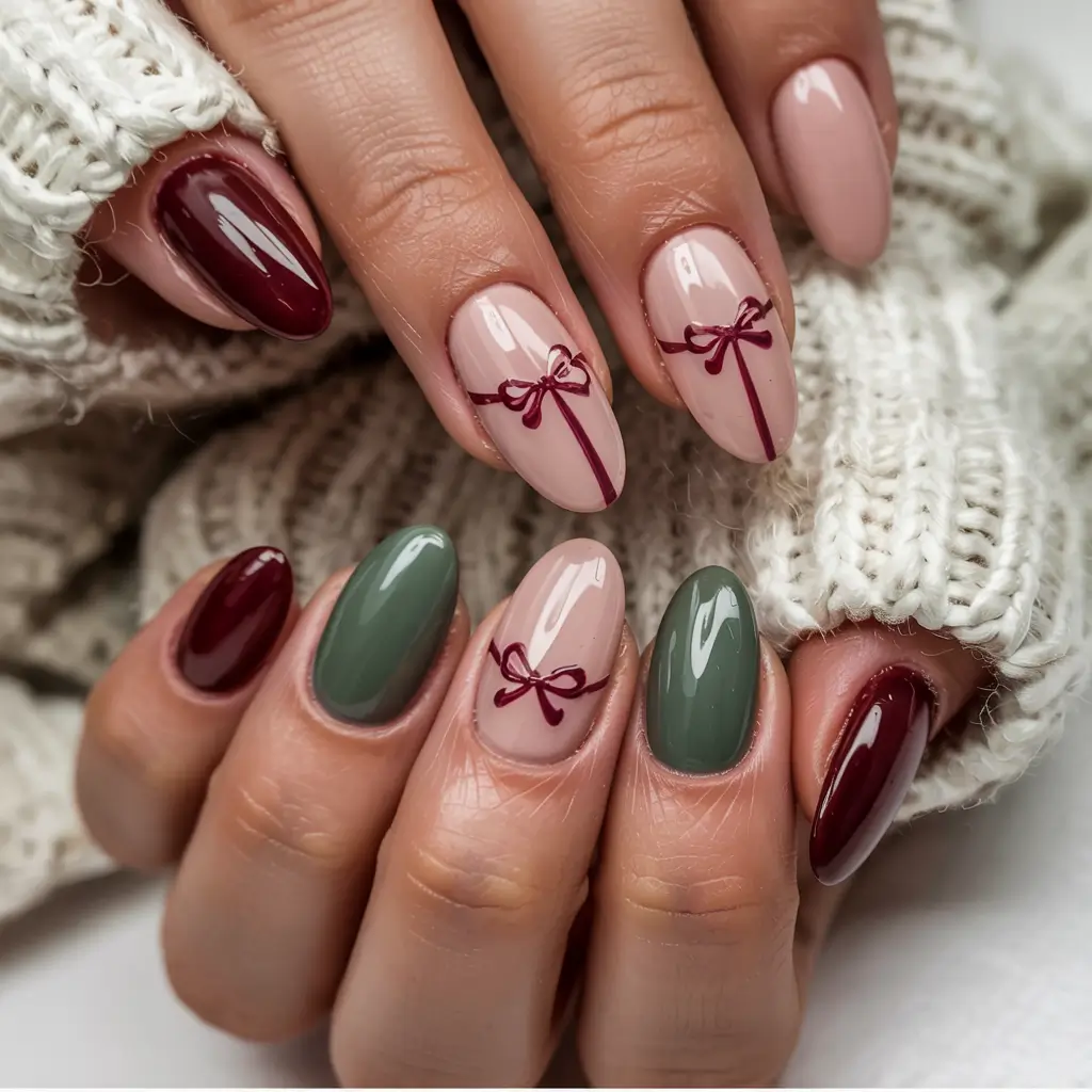 Easy Christmas Nails 2025 Muted Holiday Chic