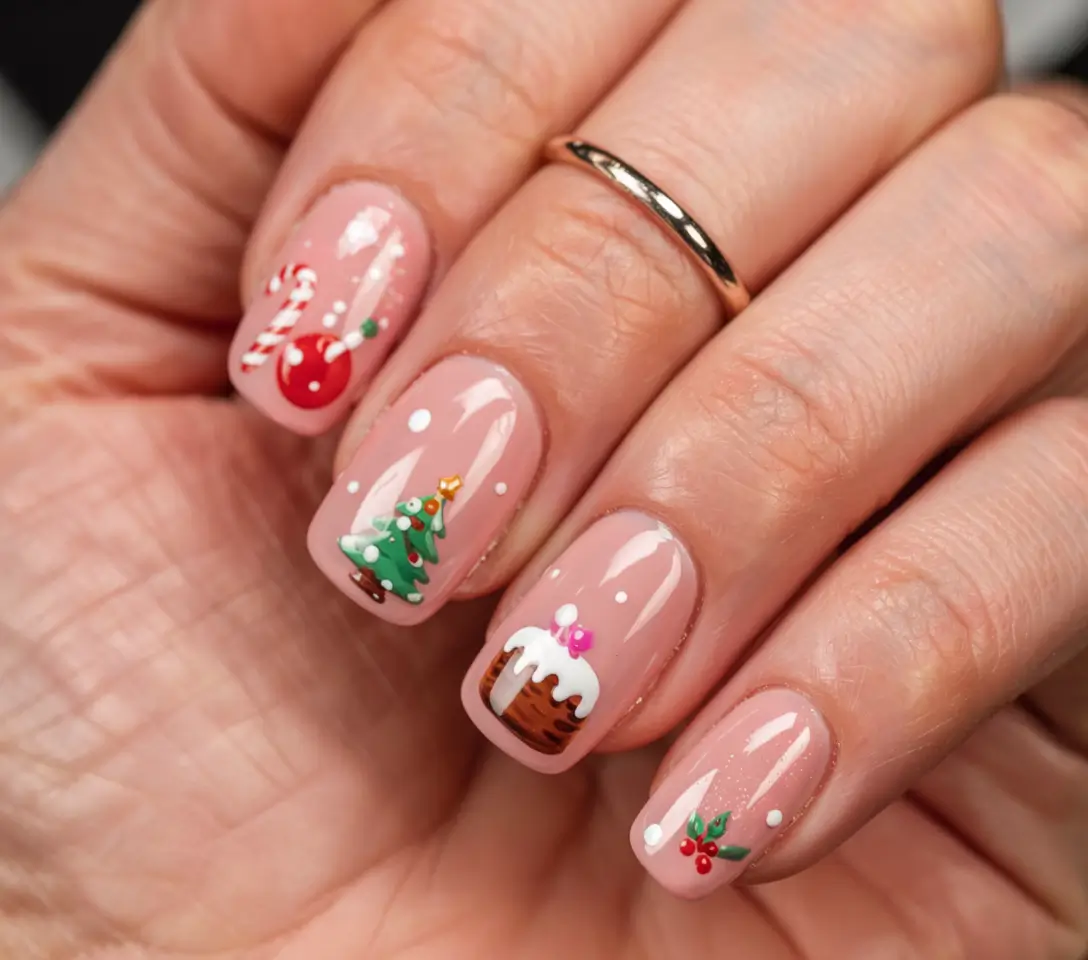Easy Christmas Nails 2025 Sweet Treat Christmas