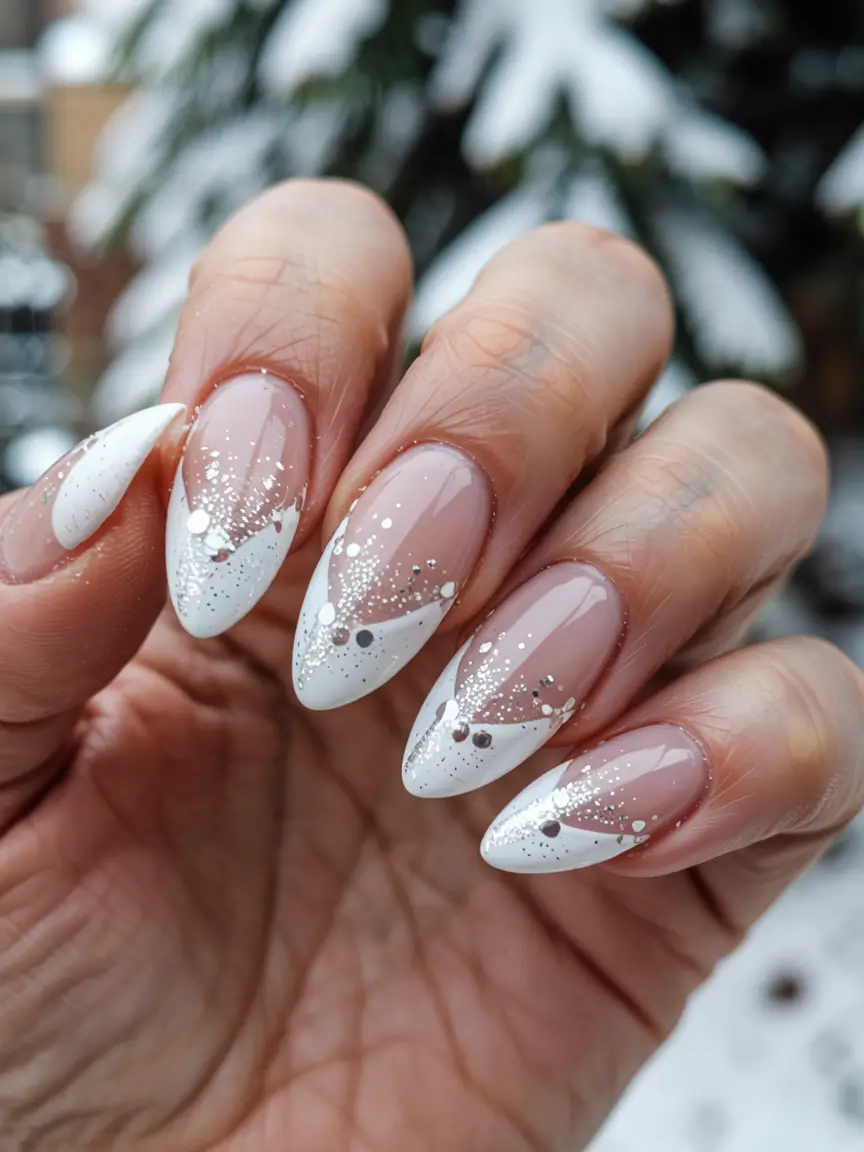 Elegant Christmas Nail Designs 2025 Snow Whisper French