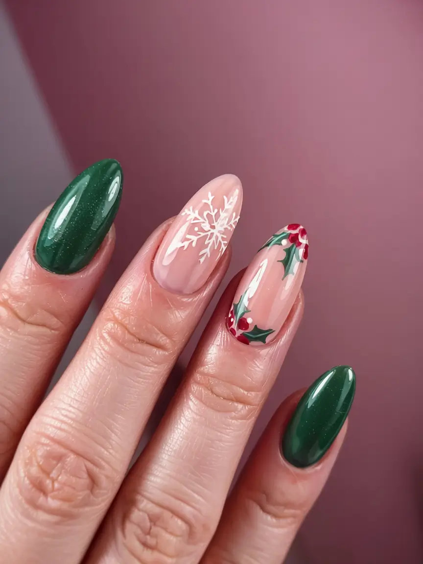 Elegant Christmas Nail Designs 2025 Emerald Frost
