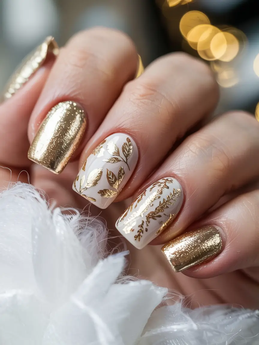 Elegant Christmas Nail Designs 2025 Golden Elegance Revival
