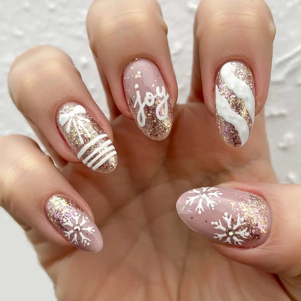 Elegant Christmas Nail Designs 2025 Joyful Sparkles
