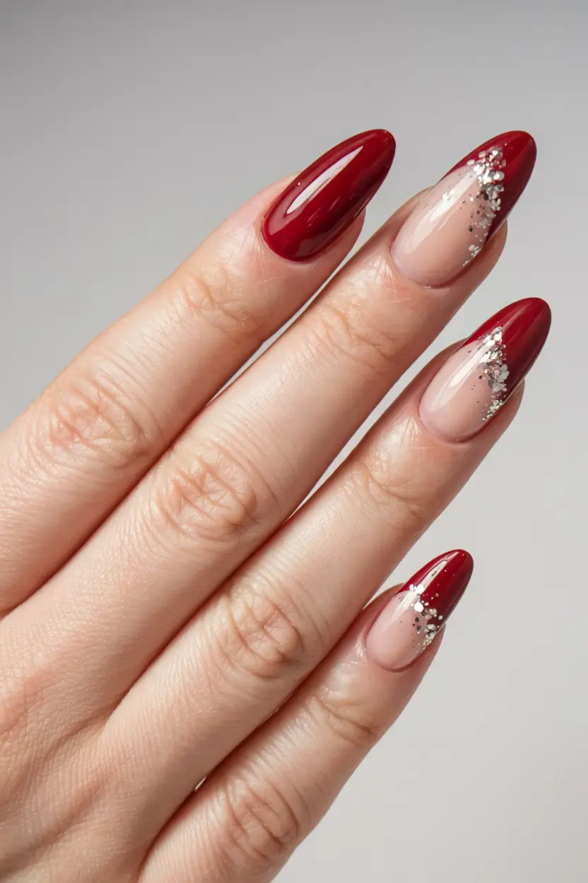 Elegant Christmas Nail Designs 2025 Crimson Whisper French