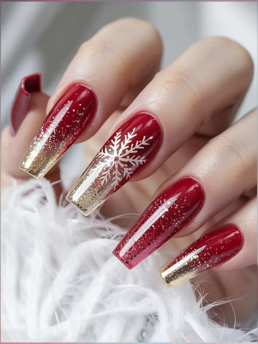 Elegant Christmas Nail Designs 2025 Gilded Ruby Frost