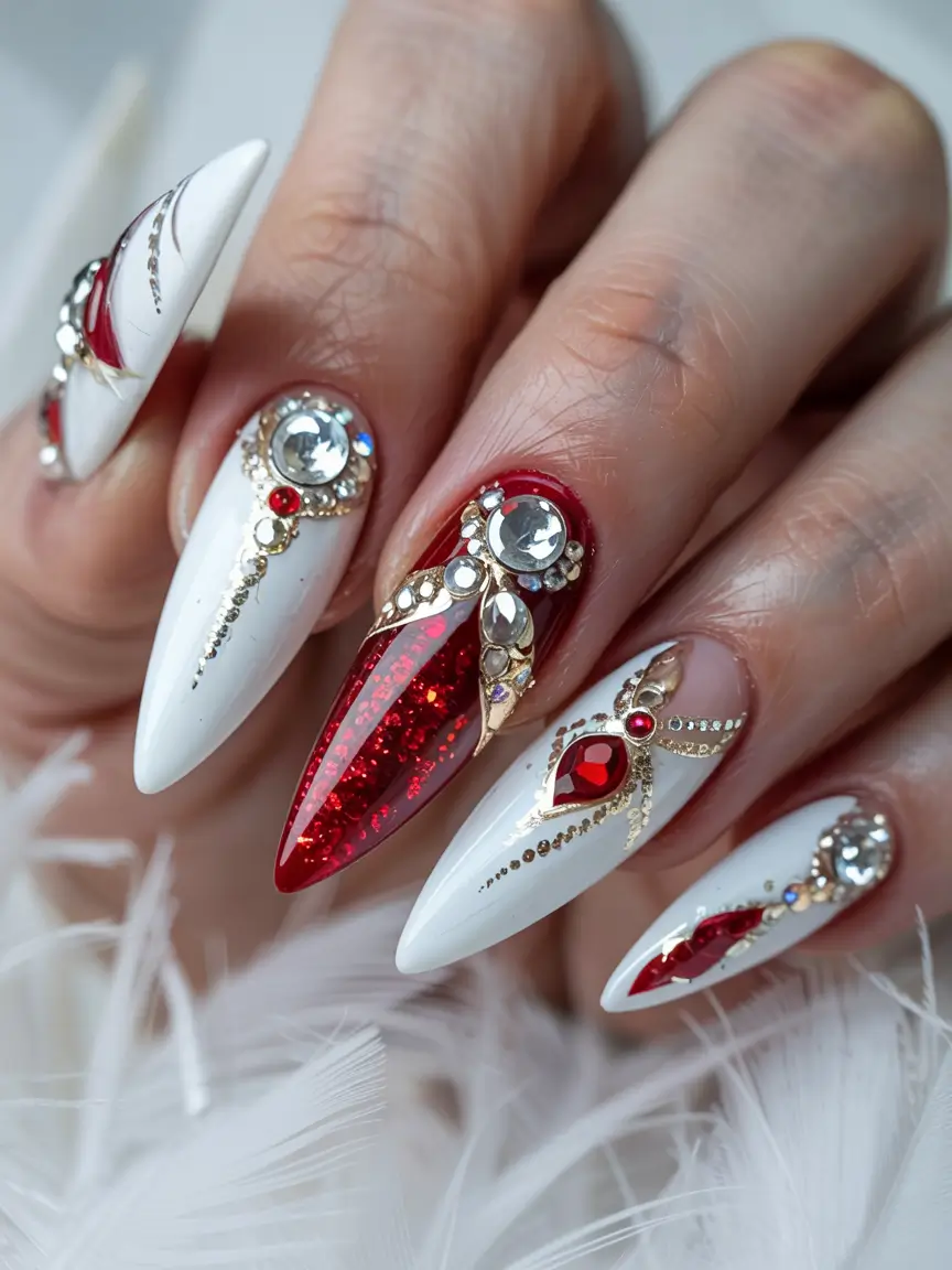 Elegant Christmas Nail Designs 2025 Crimson Royal Luxe