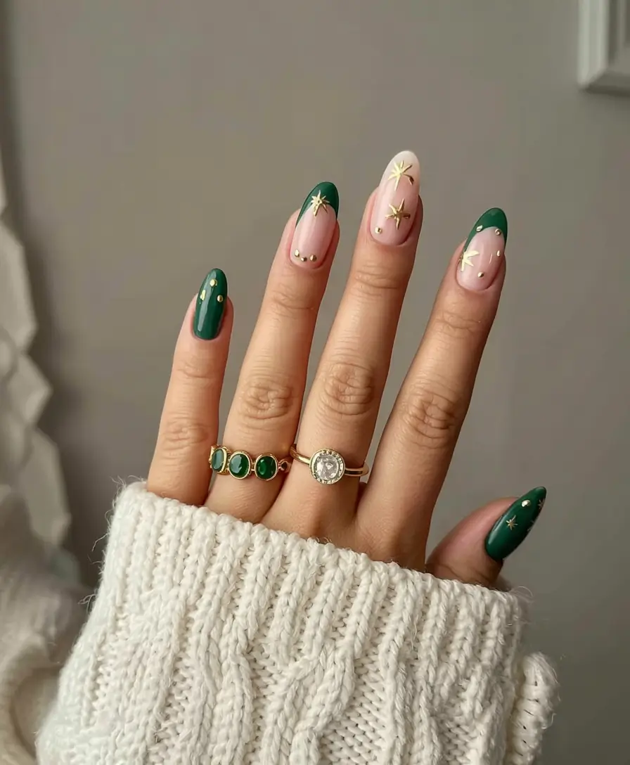 Green Nail Trends Christmas 2025 Celestial Green Luxe