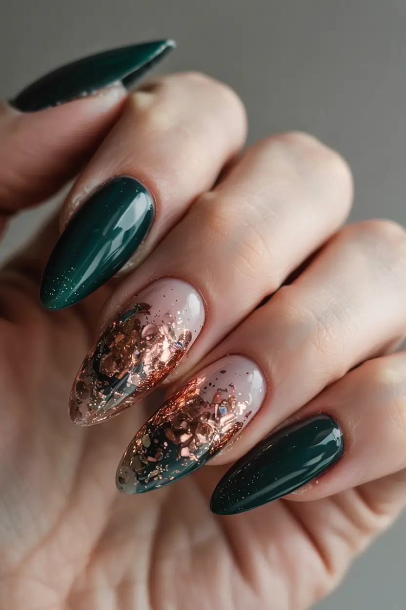 Green Nail Trends Christmas 2025 Emerald & Copper Harmony
