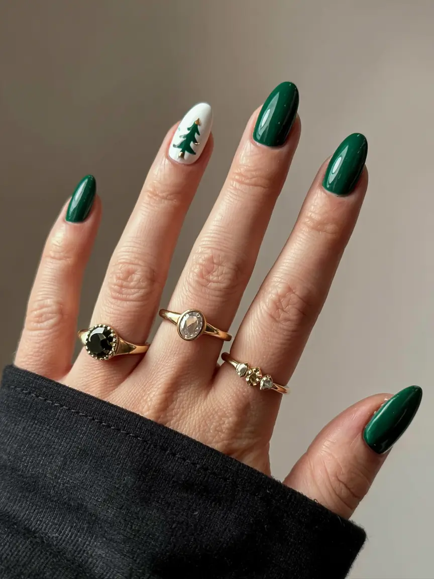 Green Nail Trends Christmas 2025 Evergreen Minimalism