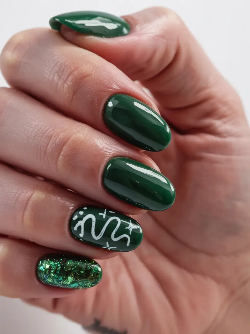 Green Nail Trends Christmas 2025 Emerald Night Glow