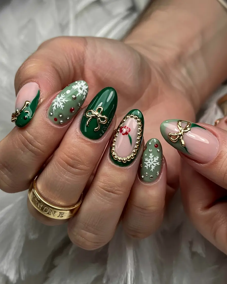 Green Nail Trends Christmas 2025 Holiday Opulence