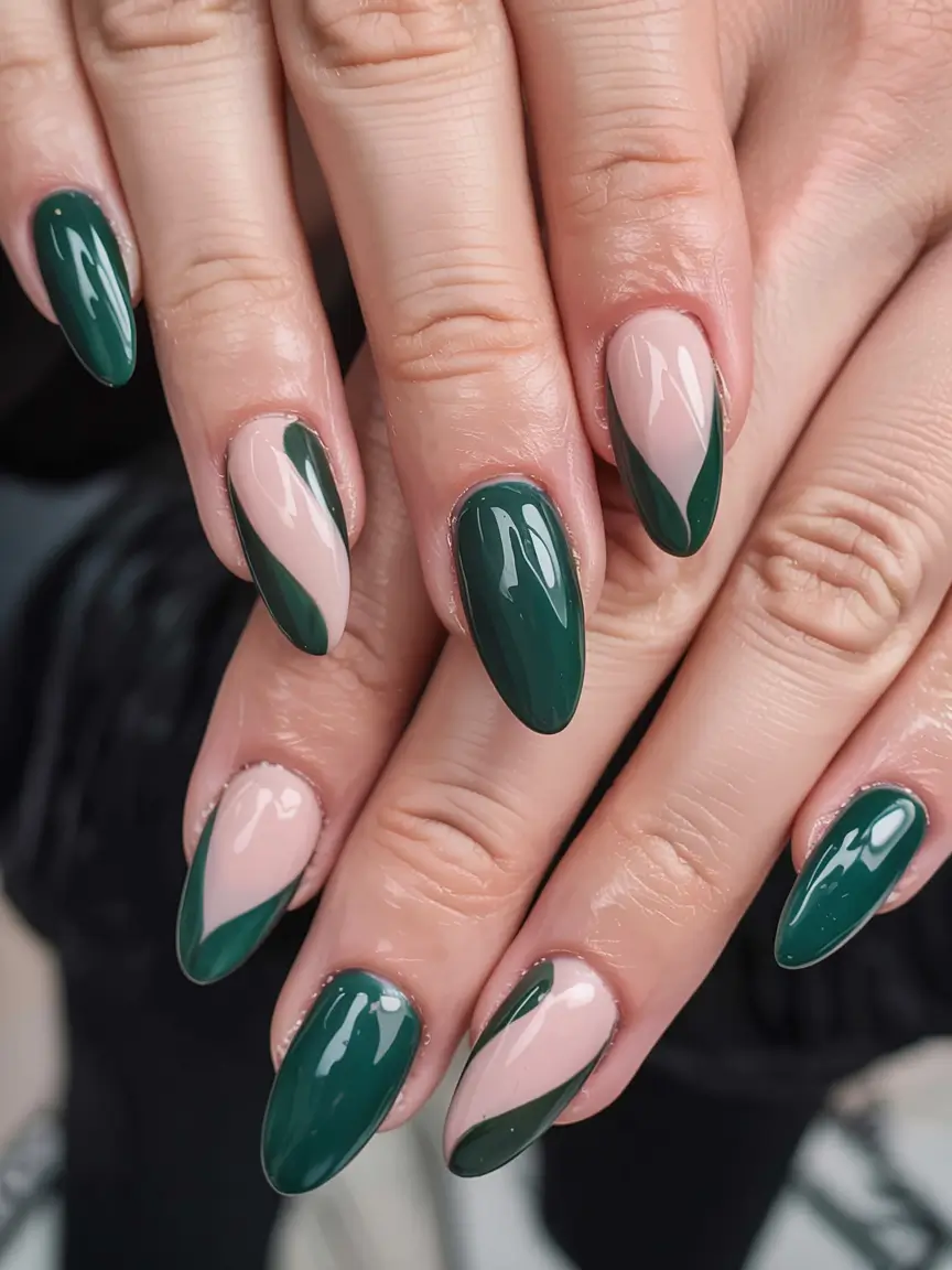 Green Nail Trends Christmas 2025 Velvet Pine Elegance