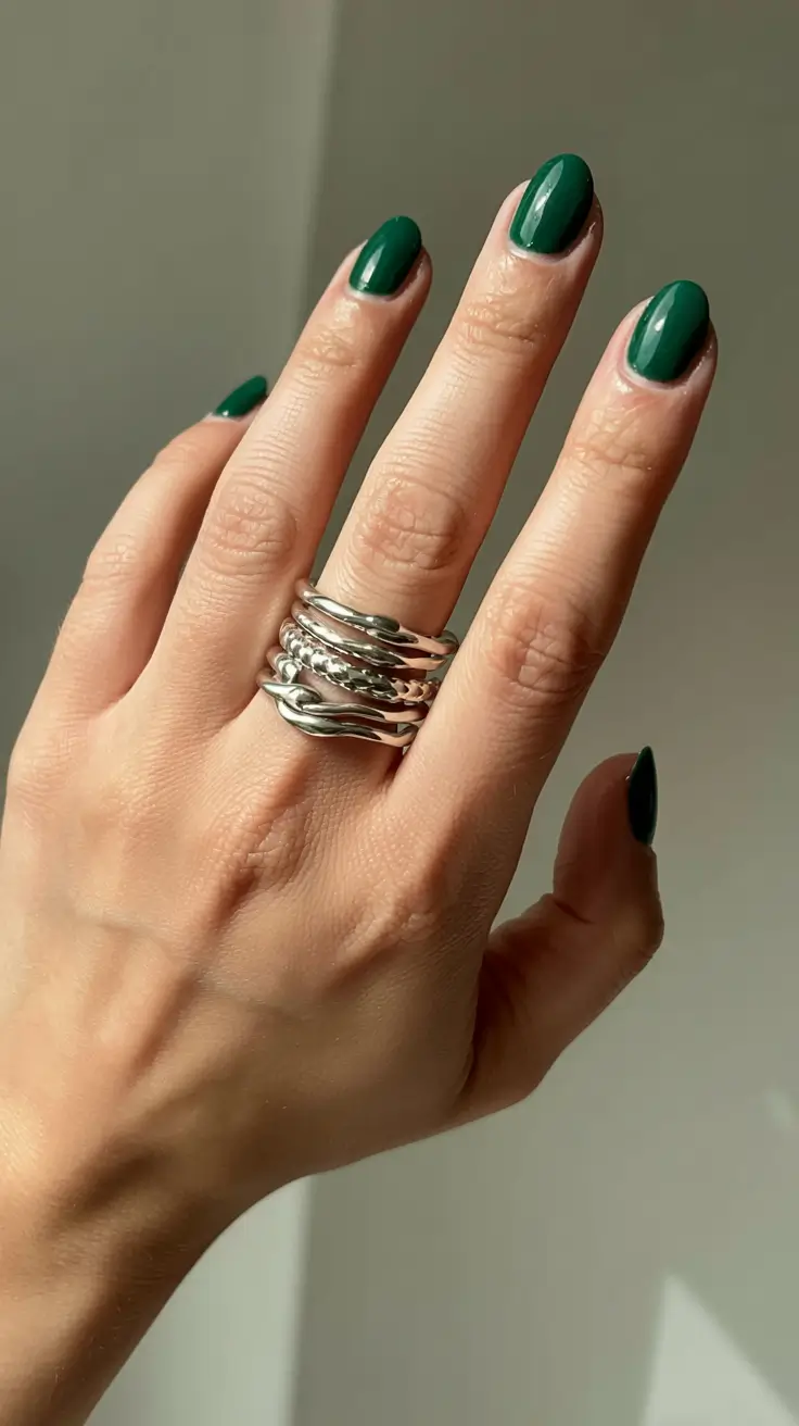 green winter nails 2025 2026 Timeless Emerald Minimalism