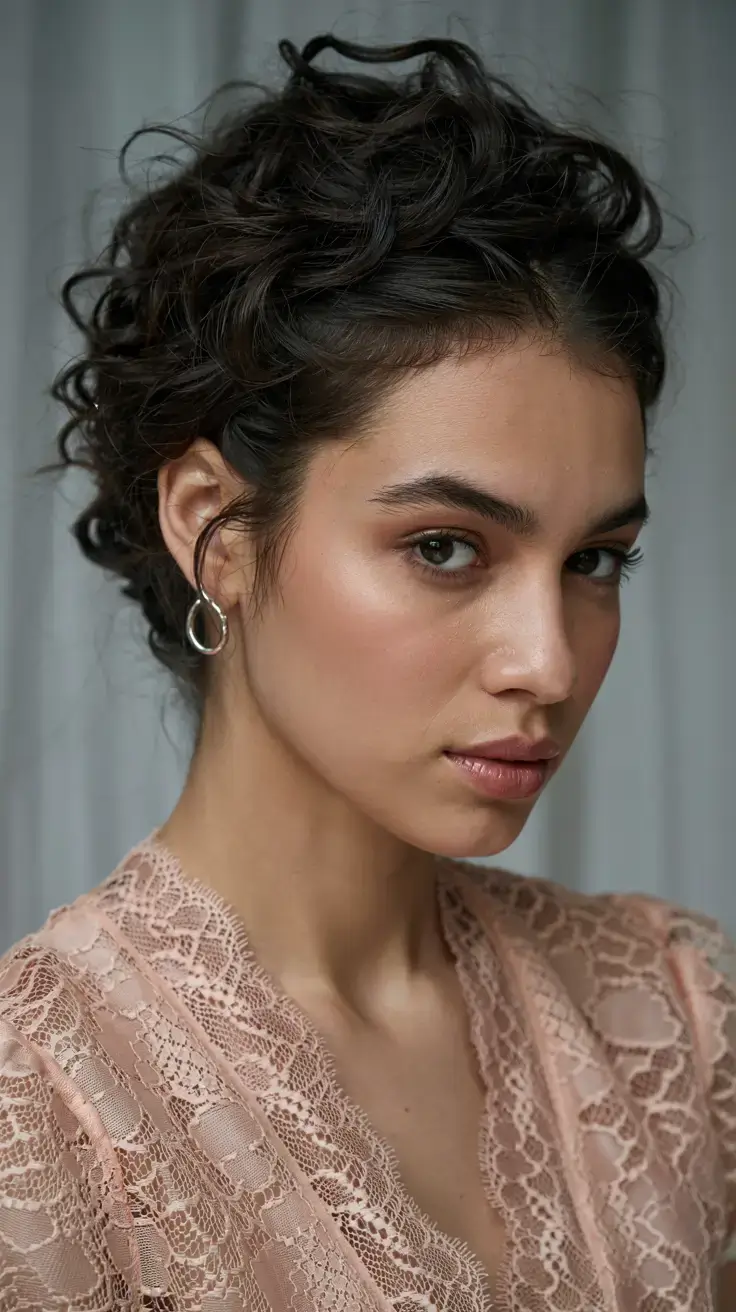 hairstyles for black women winter 2025 2026 Romantic Winter Updo with Defined Curls