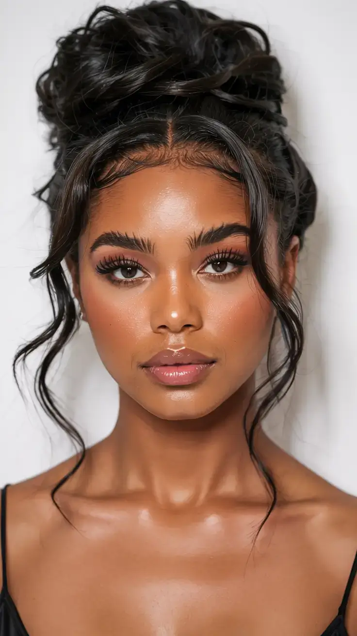 hairstyles for black women winter 2025 2026 Sculpted High Bun with Wispy Elegance